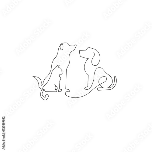 Dog Sit One Line Art