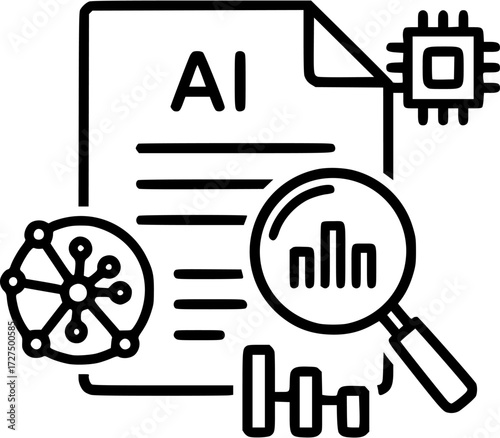 Ai document artificial intelligence machine learning data science neural network file outline vector icon
