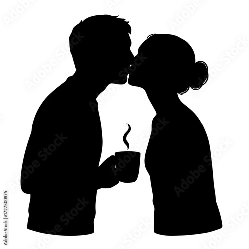 Morning coffee kiss