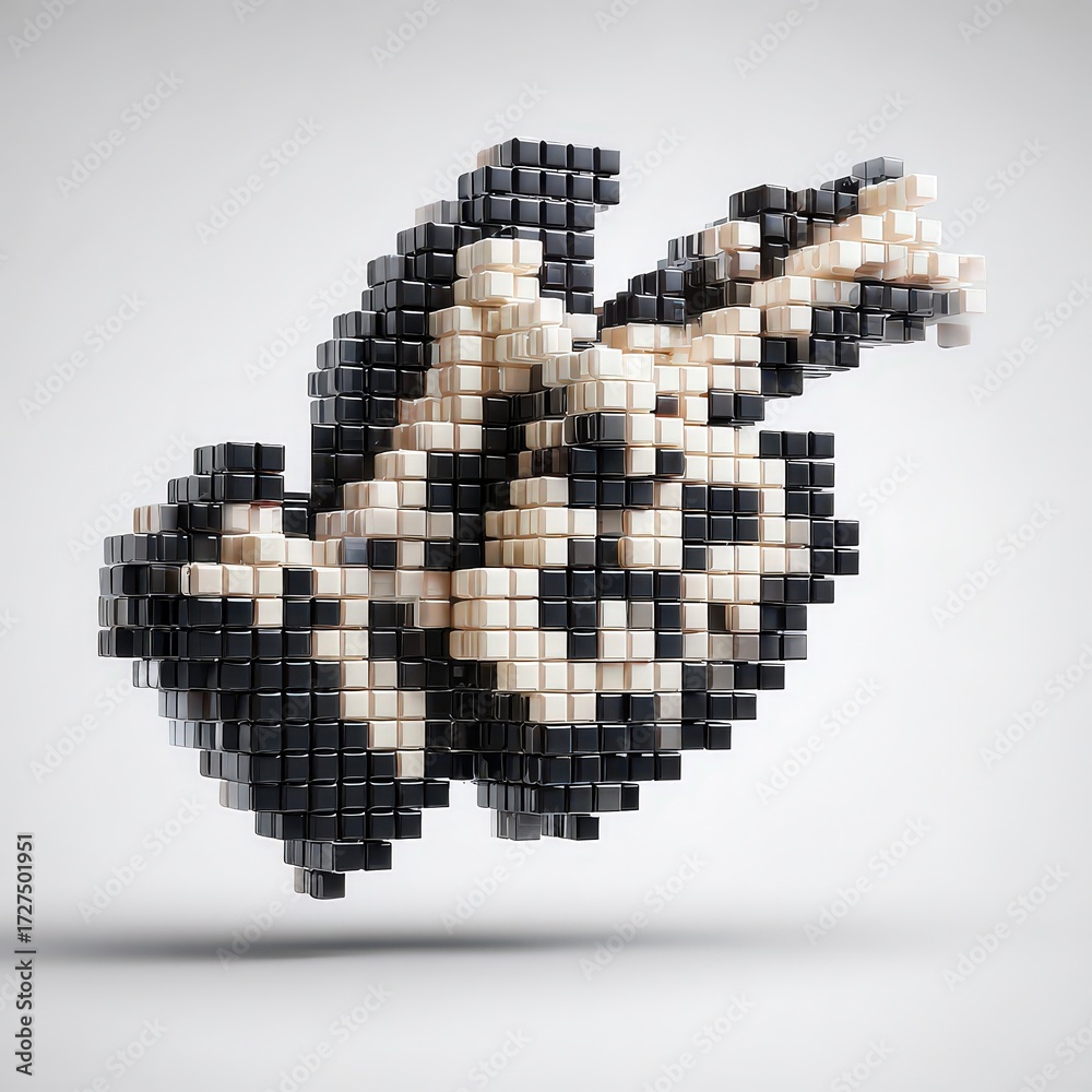 Fototapeta premium Abstract Pixelated Form In Black And White