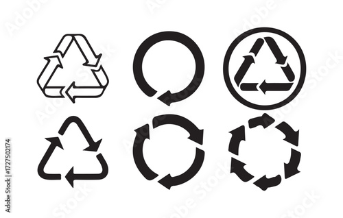 recyclable icon set. symbol. Reload, refuse, rotate icon.  purity on transparent background. vector illustration eps 10