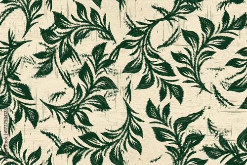 Damask Ikat floral seamless pattern. leaf embroidery. design for fashion women, texture, fabric, clothing, wrapping paper, curtains, and decoration. vintage wallpaper