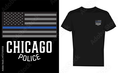 Illustrative depiction of a chicago police department officer in uniform representing law enforcement in illinois