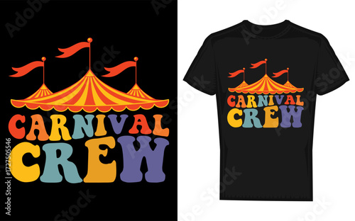Vibrant illustration of circus and carnival staff members working together showcasing a lively entertainment atmosphere
