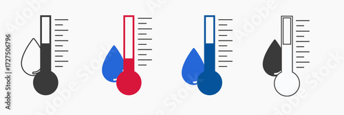 Vector art of set of thermometers showing different temperatures thermometers measure heat or cold, indicating temperature levels in celsius or fahrenheit scales
