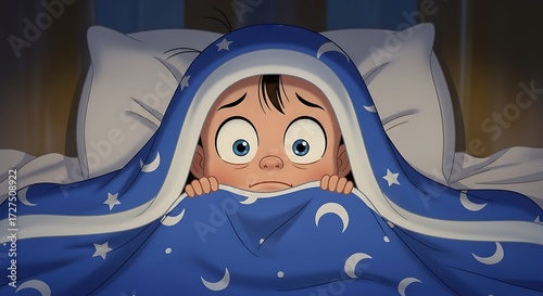 Scared Child in Bed. (1)