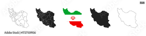 Iran map set. Map of Iran with flag.  Vector EPS 10