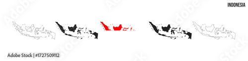 Indonesia map set. Map of Indonesia with flag.  Vector EPS 10