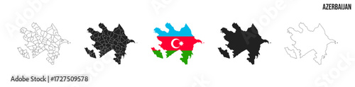 Azerbaijan map set. Map of Azerbaijan with flag.  Vector EPS 10