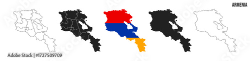 Armenia map set. Map of Armenia with flag.  Vector EPS 10