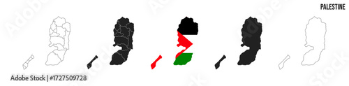 Palestine map set. Map of Palestine with flag.  Vector EPS 10