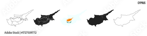 Cyprus map set. Map of Cyprus with flag.  Vector EPS 10