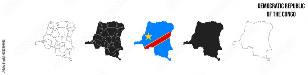 Obraz premium Democratic Republic Of the Congo map set. Map of Democratic Republic Of the Congo with flag. Vector EPS 10