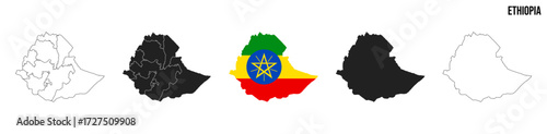 ethiopia map set. Map of ethiopia  with flag.  Vector EPS 10