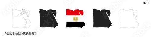 Egypt map set. Map of Egypt with flag.  Vector EPS 10