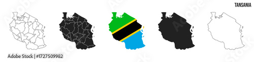 Tansania map set. Map of Tansania  with flag.  Vector EPS 10