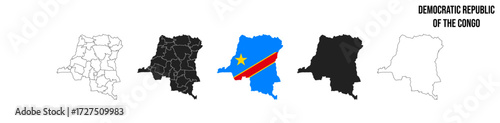 Democratic Republic Of the Congo map set. Map of Democratic Republic Of the Congo   with flag.  Vector EPS 10