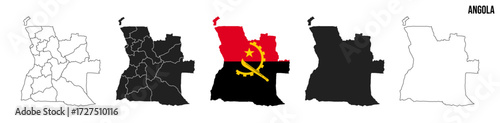 Angola map set. Map of Angola with flag.  Vector EPS 10