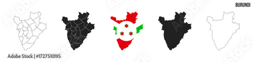 Burundi map set. Map of Burundi with flag.  Vector EPS 10