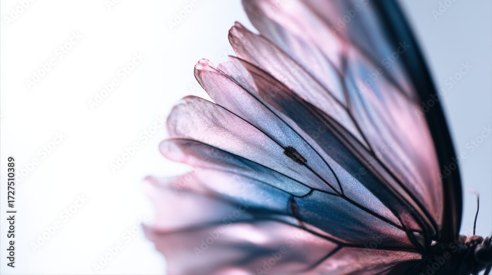 Naklejka premium Close-Up View of Colorful Butterfly Wing with Light Shining Through