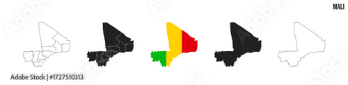 Mali map set. Map of Mali with flag.  Vector EPS 10