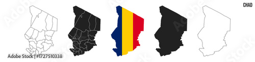 Chad map set. Map of Chad with flag.  Vector EPS 10