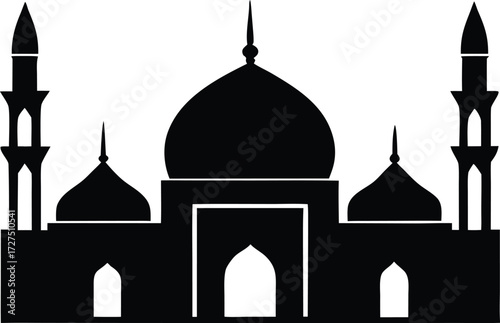 mosque vector, islamic building silhouette
