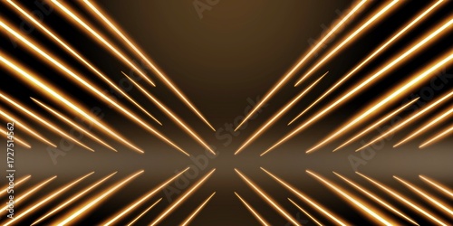 Gold neon lines abstract technology background. Futuristic glowing design
