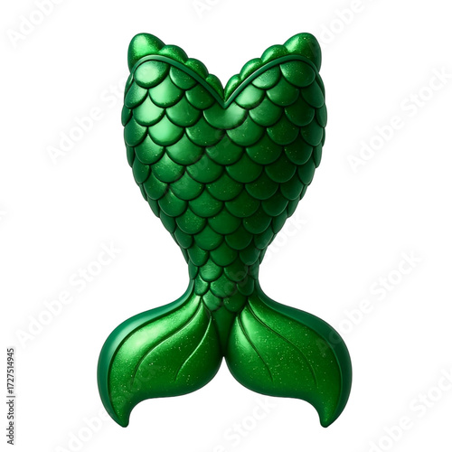 Mermaid Fish Tail Isolated, Emerald Green Fantasy Design.eps