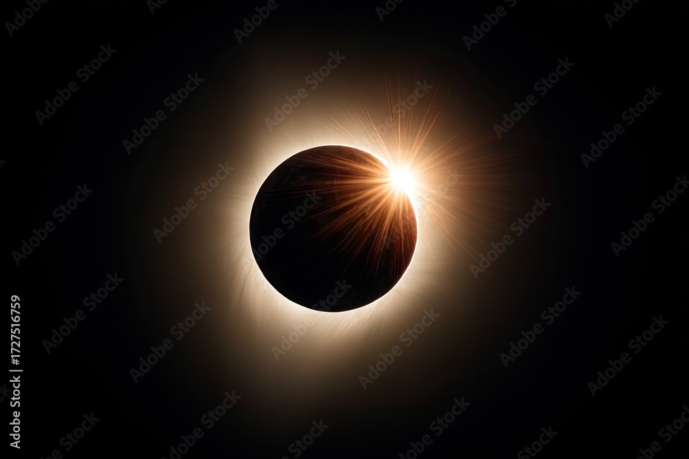 Obraz premium A solar eclipse, a dark sky with a brilliant ring of light