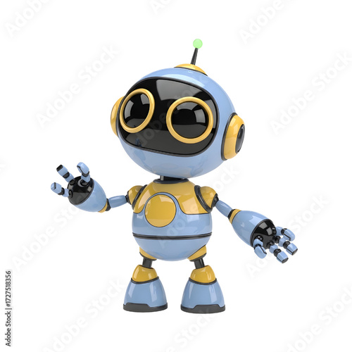 Cute 3D robot isolated on white background