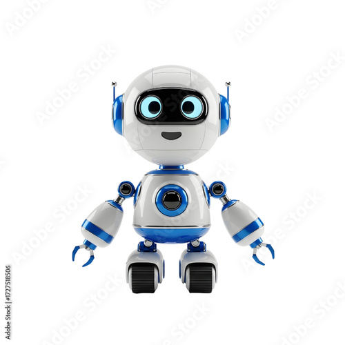 Cute 3D robot isolated on white background