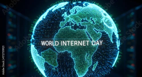 A luminous digital globe representing worldwide network connectivity, set within a futuristic data center background