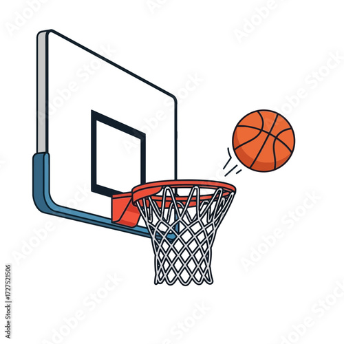 Slam dunk! Visualize success with this basketball hoop and ball, perfect for sports promotions, team branding, and motivational campaigns. Score big with this dynamic asset!
