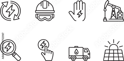 Energy Production Icons Renewable and Traditional Sources