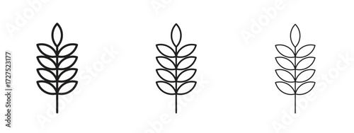 Wheat icons in thin line symbols with editable strokes
