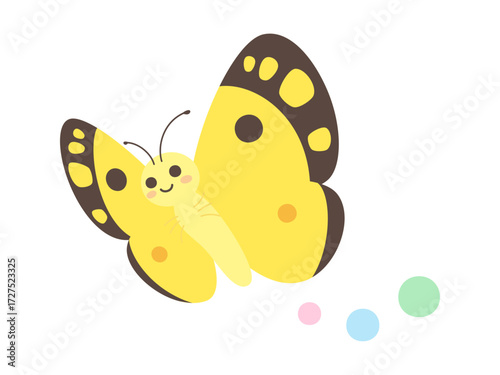 かわいいモンキチョウが飛んでいるイラスト
