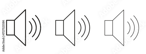Volume icons in thin line symbols with editable strokes