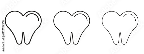 Tooth icons in thin line symbols with editable strokes