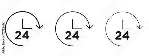 Time twenty four icons in thin line symbols with editable strokes