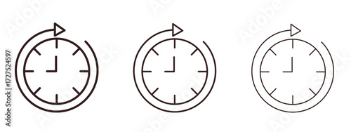 Time forward icons in thin line symbols with editable strokes