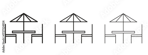 Terrace icons in thin line symbols with editable strokes
