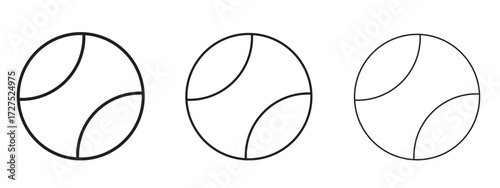 Tennis icons in thin line symbols with editable strokes