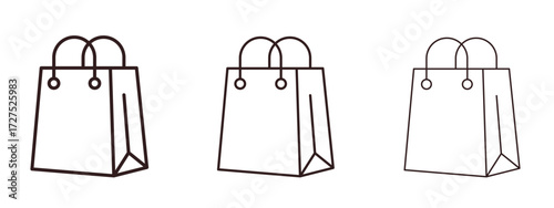 Shopping bag icons in thin line symbols with editable strokes
