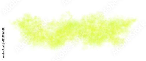 Lime green smoke cloud on transparent background, realistic chartreuse fog or dust texture in horizontal shape for visual compositions