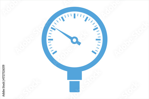 Vector art of a blue gauge, indicating pressure or measurement, suitable for use in industrial, scientific, or technical contexts, with a clean and simple design