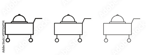 Room service icons in thin line symbols with editable strokes