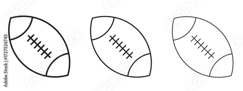 Rugby icons in thin line symbols with editable strokes