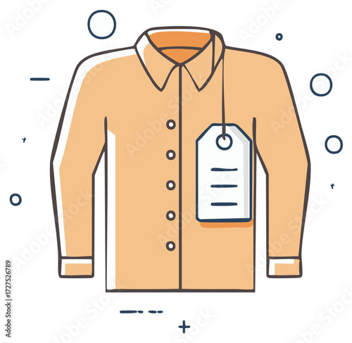Button Up Shirt with Hang Tag Fashion Apparel Icon