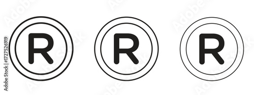 Registered icons in thin line symbols with editable strokes